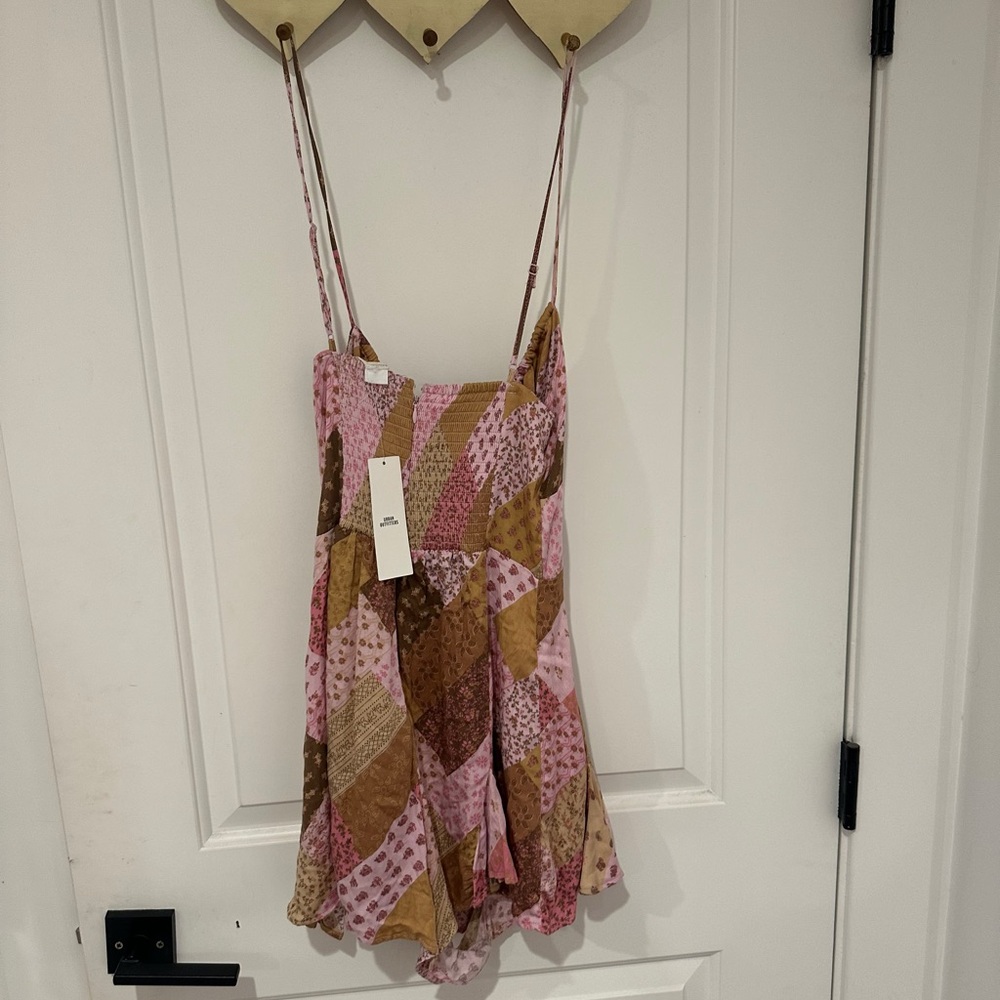 Urban Outfitters Pink & Brown Patchwork Romper - Picture 2 of 3